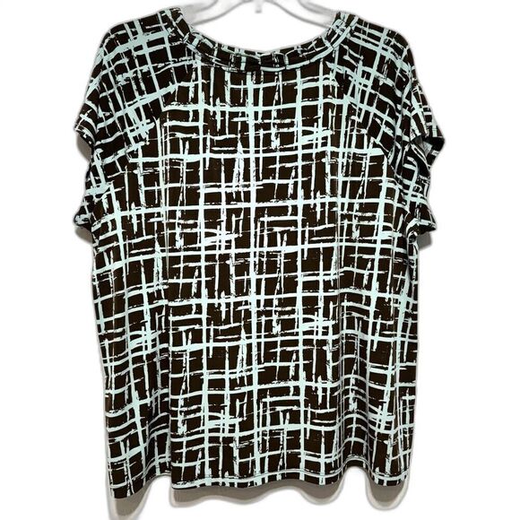 Apt. 9 Teal & Brown Career Blouse Top Short Sleeves Stretch Womens Plus sz 3X - Picture 6 of 6